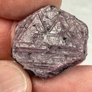 Record Keeper Ruby with geometric raised triangles, Karnataka State, India, July Birthstone