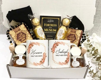 Luxury Personalised Couples Hamper Box Islamic Gift Revert Modest Hijabi Nikah Engagement Wedding Umrah new home new parents