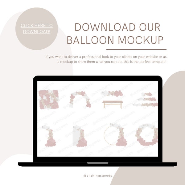 Modèle de menu de maquette de ballon | Maquettes de ballons pour site Web, maquette client, guirlande, toile de fond