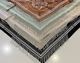 Silk Rhinestone Fringe Bandana | Western / Bandana / Nashville / Country Concert Accessory / Bachelorette / Festival Fashion