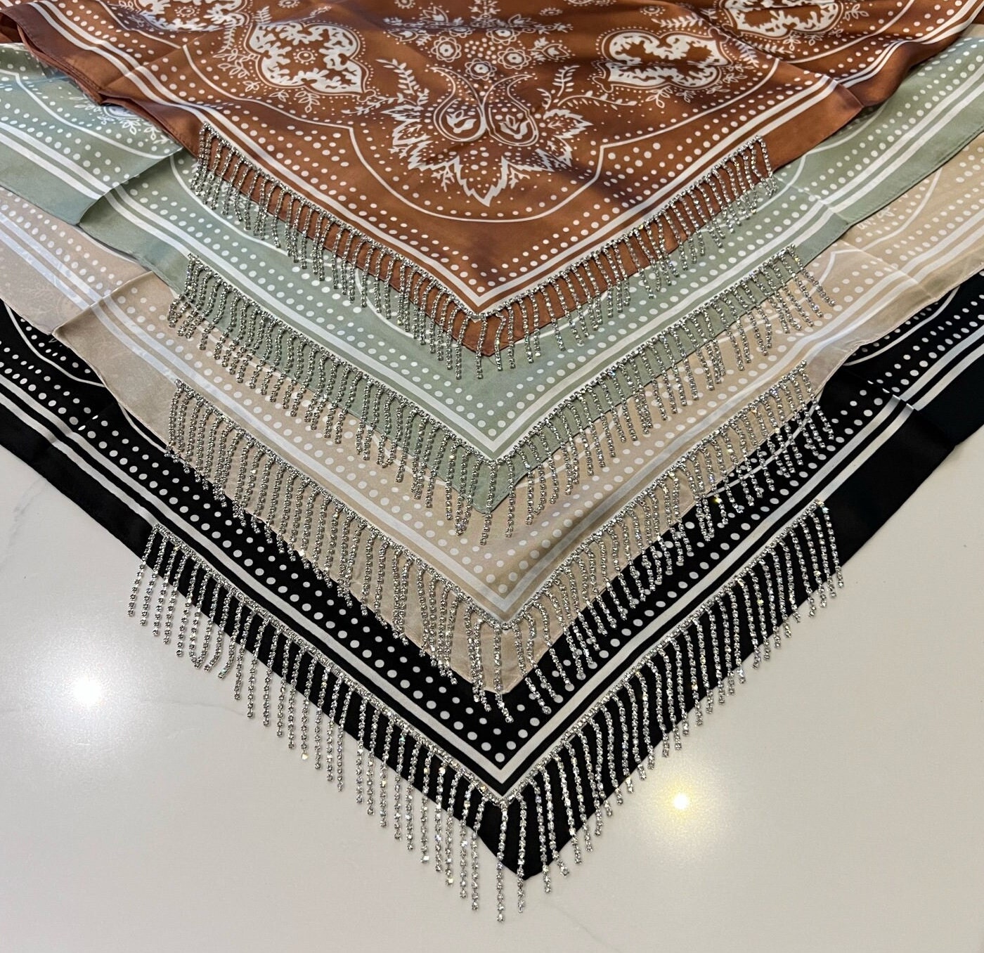 Silk Rhinestone Fringe Bandana Western / Bandana / Nashville / Country