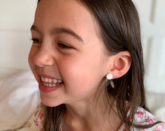 Cute girls accessories, kids earrings, little girl jewelry, girls clay earrings, heart studs, girls hypoallergenic earrings
