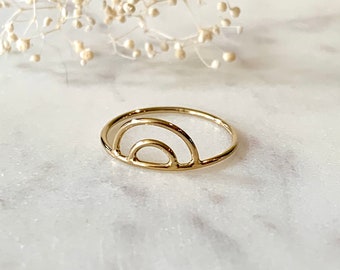 Rainbow ring, stacking ring, boho, Double rainbow ring, boho rainbow ring, Gold stacking ring, 14K gold filled ring, Dainty jewelry