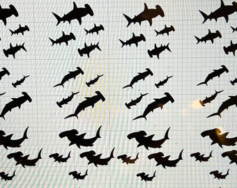 Black Vinyl Shark Stickers. Can be used for resin crafts. 1.19”-0.49”