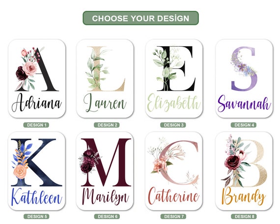 Delantales de cocina personalizados, diseño floral inicial con nombre y  texto, delantal de cocina personalizado para mujer con bolsillos, regalos