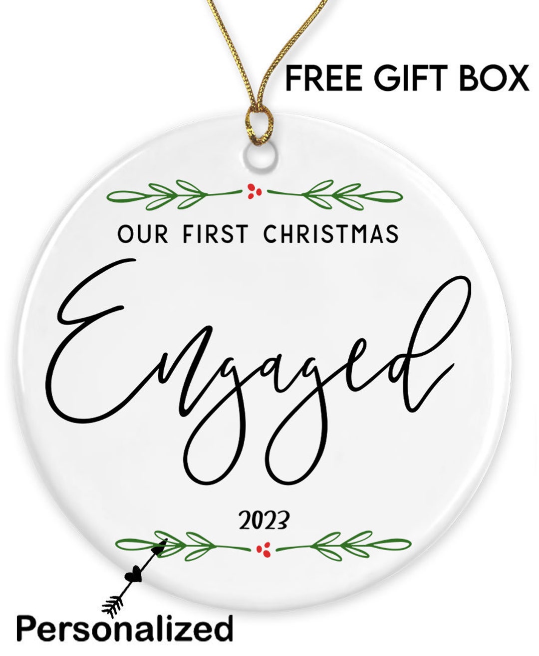 Personalized Engaged Christmas Ornament First Christmas 2023 Etsy