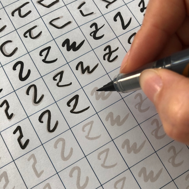 hangul hand lettering worksheets practice korean calligraphy etsy