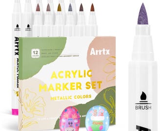 Arrtx Acrylic Marker Set of 12 (Metallic Colors)