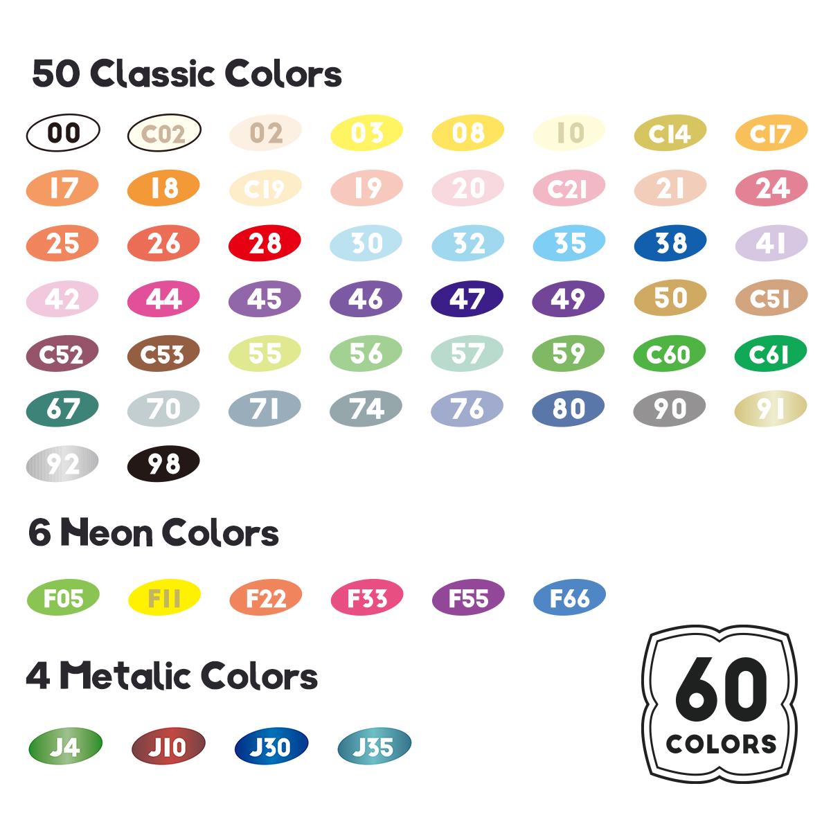 Pattern 60 Aut Color Arrtx Paint Pens 60 Regular Colors Acrylic Marker Brush Tip 60A - Etsy