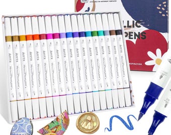 Arrtx Acrylic Marker Set of 18 (Metallic Colors)