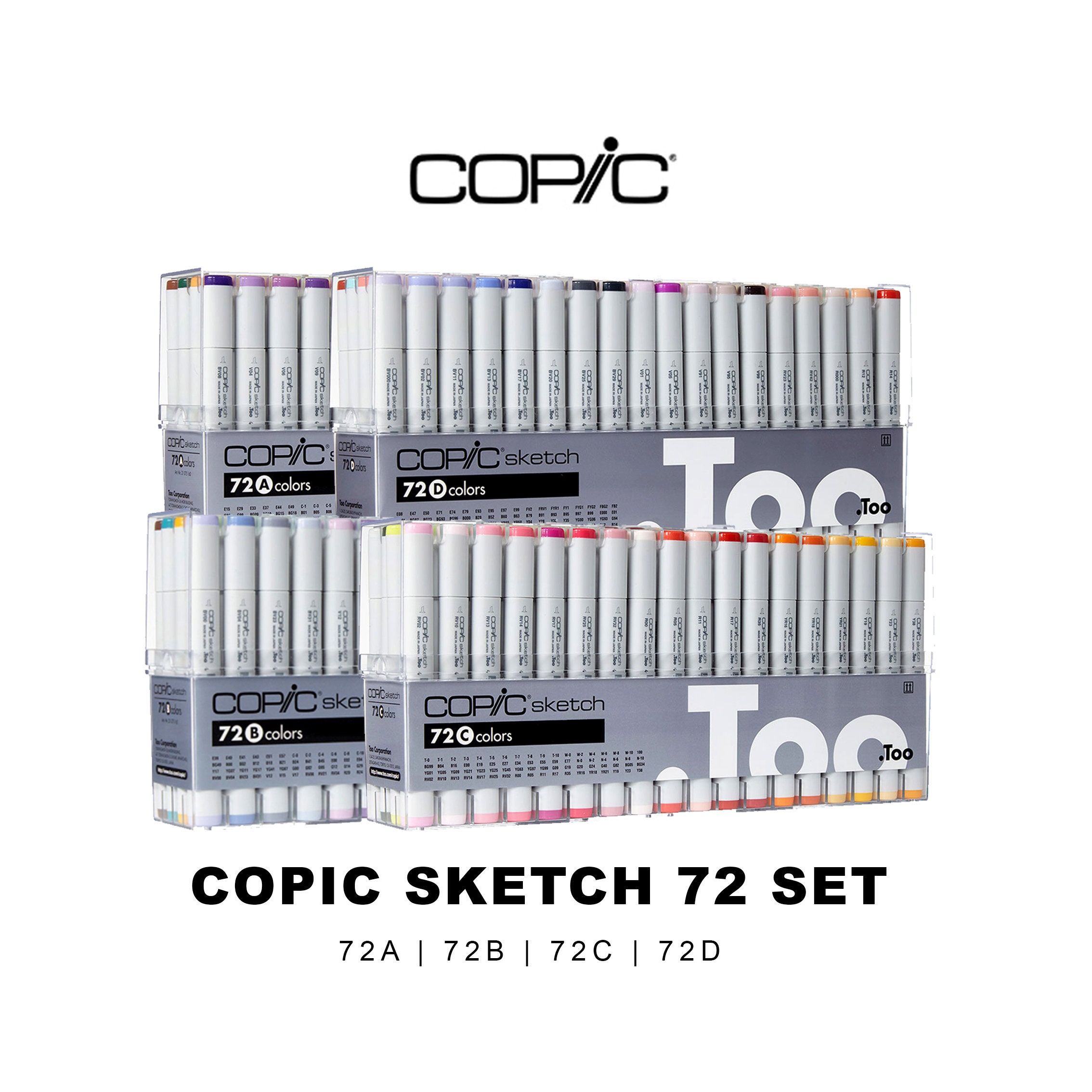 Copic Marker 72 Piece Sketch Set E (Twin Tipped) - Artist Markers