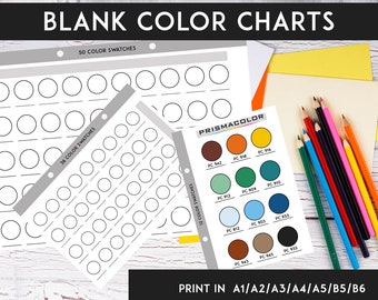 Blank Color Swatch Charts Printable Cards and Displays