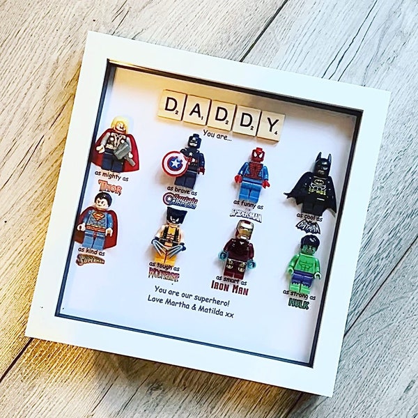 Father’s Day superhero frame, marvel gift, personalised daddy gifts, gift for daddy, gift for grandad, dad birthday, Father’s Day gift