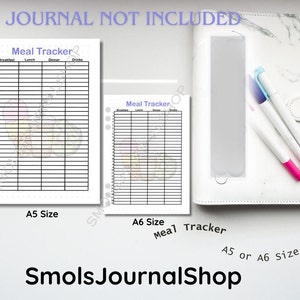 Journal de suivi des repas à tartiner | Page de journal préfabriquée