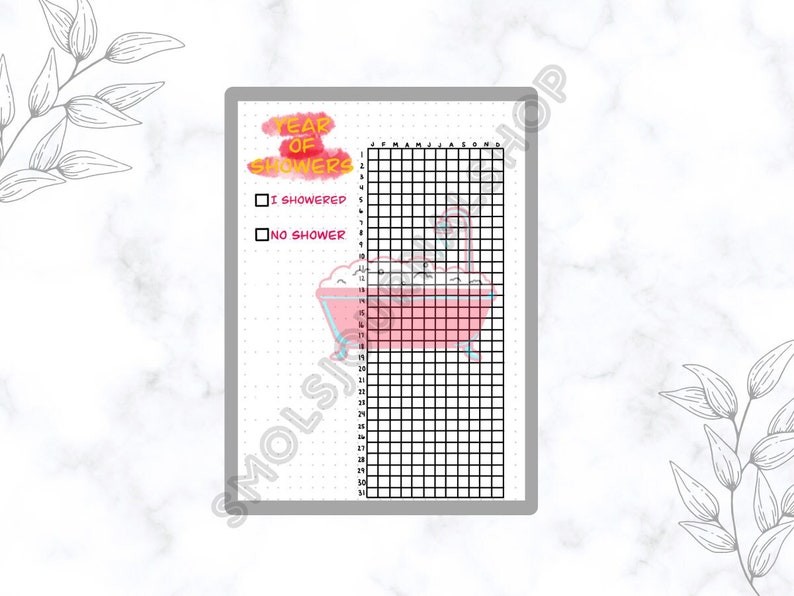 Shower Tracker Bullet Journal Spread Pre Made Bullet Journal Etsy