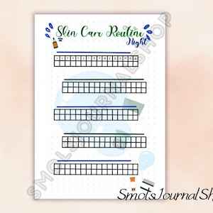 Night Skin Care Routine Tracker Journal Spread | Pre made Journal Page