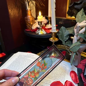 Persephone Stained Glass Bookmark | Pomegranate Transparent Bookmark | Dark Gothic Design Suncatcher