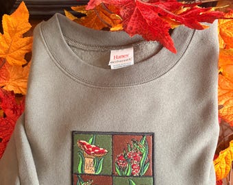 Woodland Mushroom Sweatshirt | Fall Fairy Fox & Toad Patch Crewneck | Fantasy Autumn Sweater | Enchanted Forest Pullover
