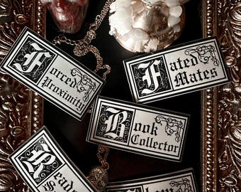 Illuminated Letter Bookish Plaque Sticker | Black and White Medieval Reader Sticker | Book Romance Tropes - Enemies to Lovers, Slow Burn