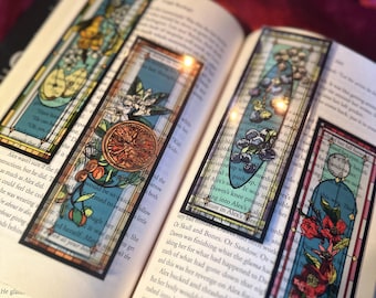 Fruits Faux Stained Glass Bookmark | Fruit Garden Transparent Bookmark Set  | Gifts for Book Lovers, Gardeners & Plant Lovers