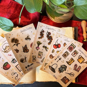 Cottagecore Sticker Sheets Set | Garden Journaling Stickers |Scrapbook Ephemera |Vintage Inspired Garden & Craft Stickers | Planner Stickers