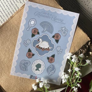 Foglio di adesivi Regency Row / Adesivi romantici primaverili per il journaling / Materiale effimero per junk journal / Cancelleria vittoriana / Bridgerton Romance