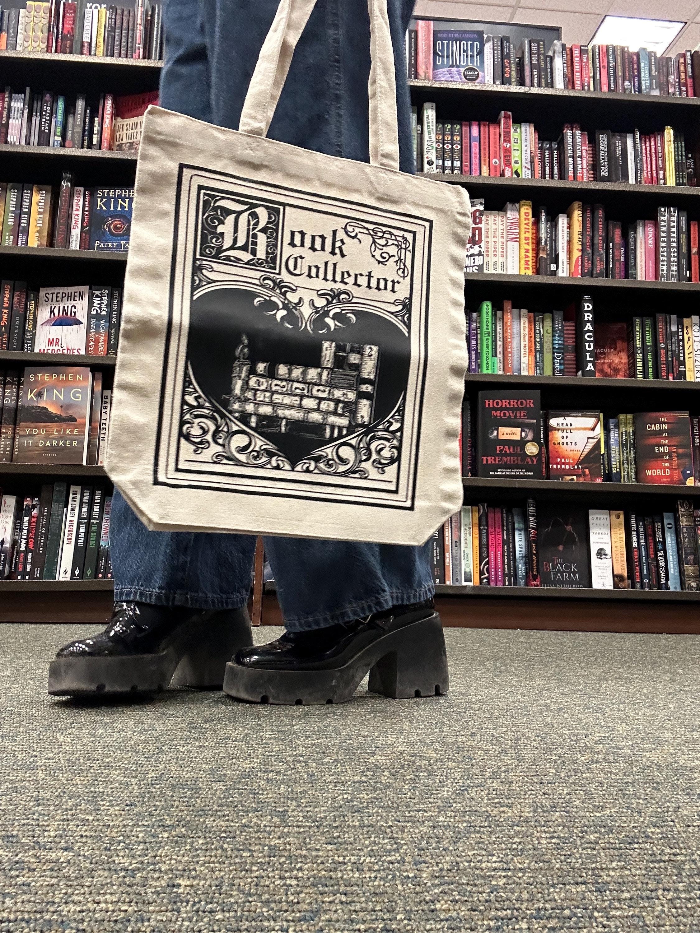 Book Collector Tote Bag | Booktok Fantasy Tote Bag | Black and White Medieval Reader Canvas Bookish  Bag for Book Addicts and Book Lovers