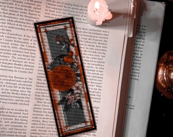 Oranges Faux Stained Glass Bookmark | Citrus Victorian Vintage Window | Dark Gothic Design