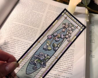 Blueberry Faux Stained Glass Bookmark | Fruit Victorian Vintage Window | Dark Gothic Design
