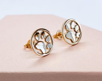 9ct gold paw print earrings