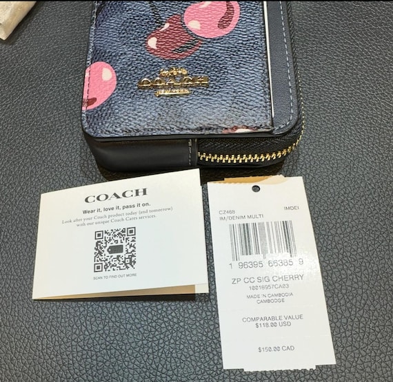 Coach Zip Card Case With Cherry Print NEW+AUTHENTIC - Etsy