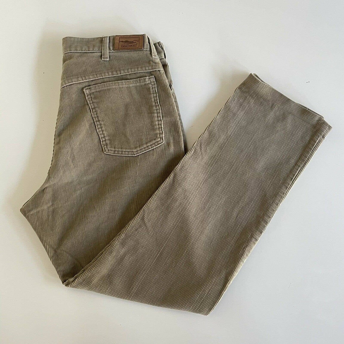 VTG LL Bean Mens Khaki Corduroy Pants Straight Fit Size 34x32 | Etsy