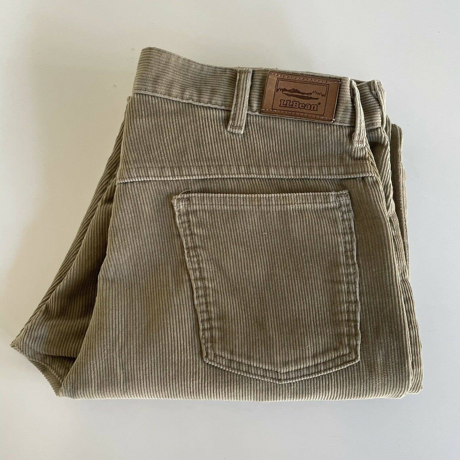 VTG LL Bean Mens Khaki Corduroy Pants Straight Fit Size 34x32 Etsy
