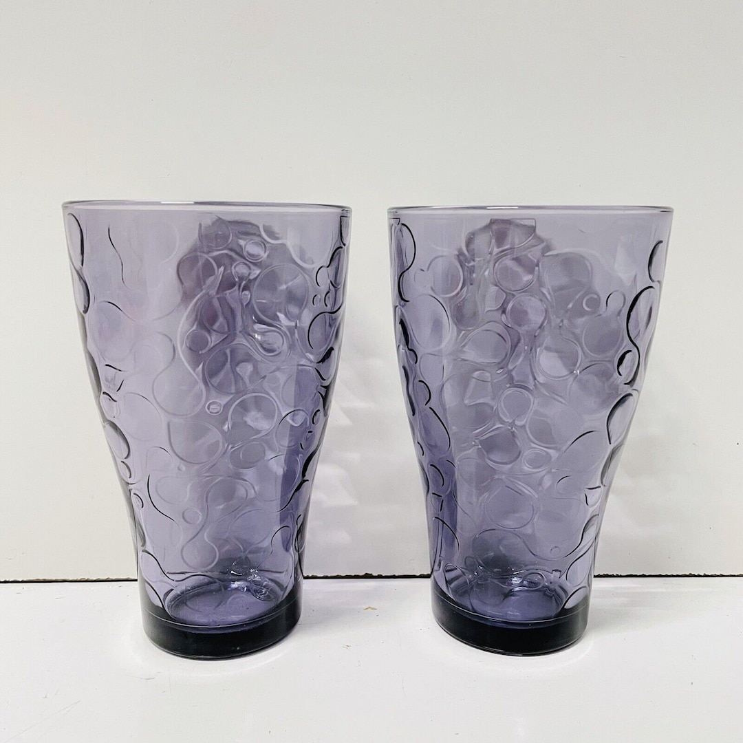 2x IKEA Purple Drinking Glasses Tumblers Texture Set of 2 Glasses 5.6 ...