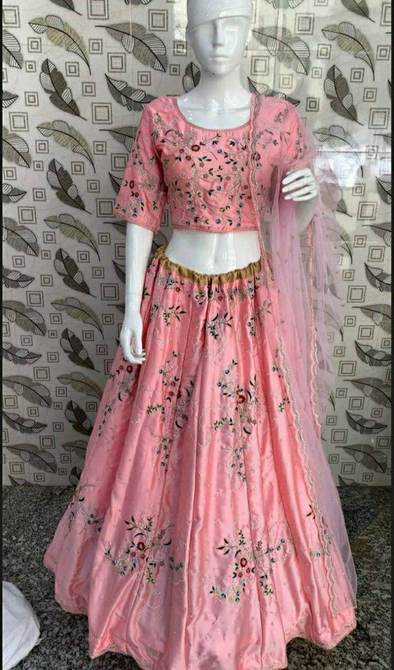 Pink color designer bridal lehenga choli