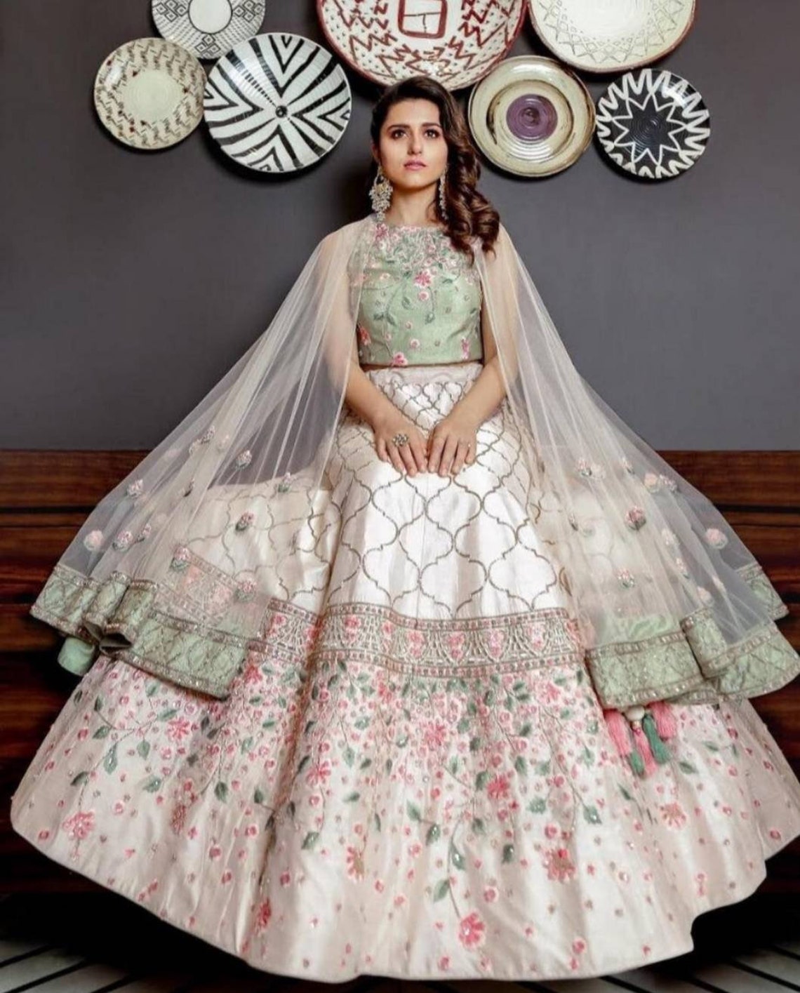 White colour lehenga choli with embroidery work lehenga choli | Etsy