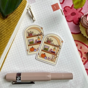 Adhesivo para estantería acogedor: bonitos adhesivos, papelería, adhesivos para portátil, amantes de los libros, plantas, Marlene Vega