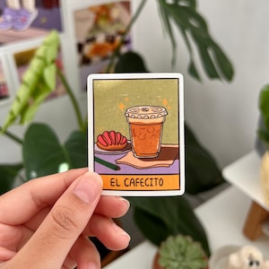 Naklejka El Cafecito - urocze naklejki, artykuły piśmiennicze, naklejka na laptopa, naklejka na kawę, mrożona kawa, pan dulce, marlene vega, kawaii