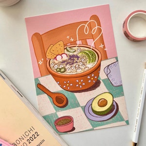 Pozele Art Print - Mexican art, mexican food, soup art, food illustration