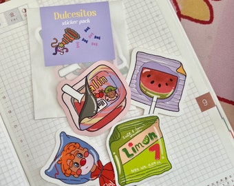 Dulcesitos Sticker Sack - Sticker Duvalin, sticker Paleta Payaso, sticker Limon, sticker paleta pastèque, art mexicain, marlene vega