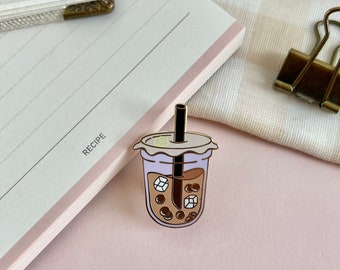 Milk Tea Enamel Pin - cute pin, bubble tea pin, food pin, kawaii, food illustration, marlene vega