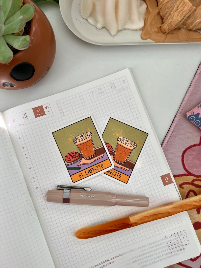 Adesivo El Cafecito - adesivos fofos, papelaria, adesivo para laptop, adesivo para café, café gelado, pan dulce, marlene vega, kawaii imagem 2