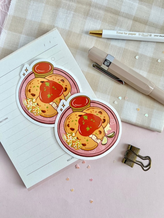 Pupusa Sticker- Salvadorian food, cute stickers, stationery, food stickers, laptop sticker, latino sticker, marlene vega, foodie