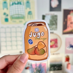 Adesivo Jugo de mango - Bebida mexicana, adesivos fofos, papelaria, adesivos de comida, adesivo para laptop, adesivo latino, adesivo de manga, marlene vega