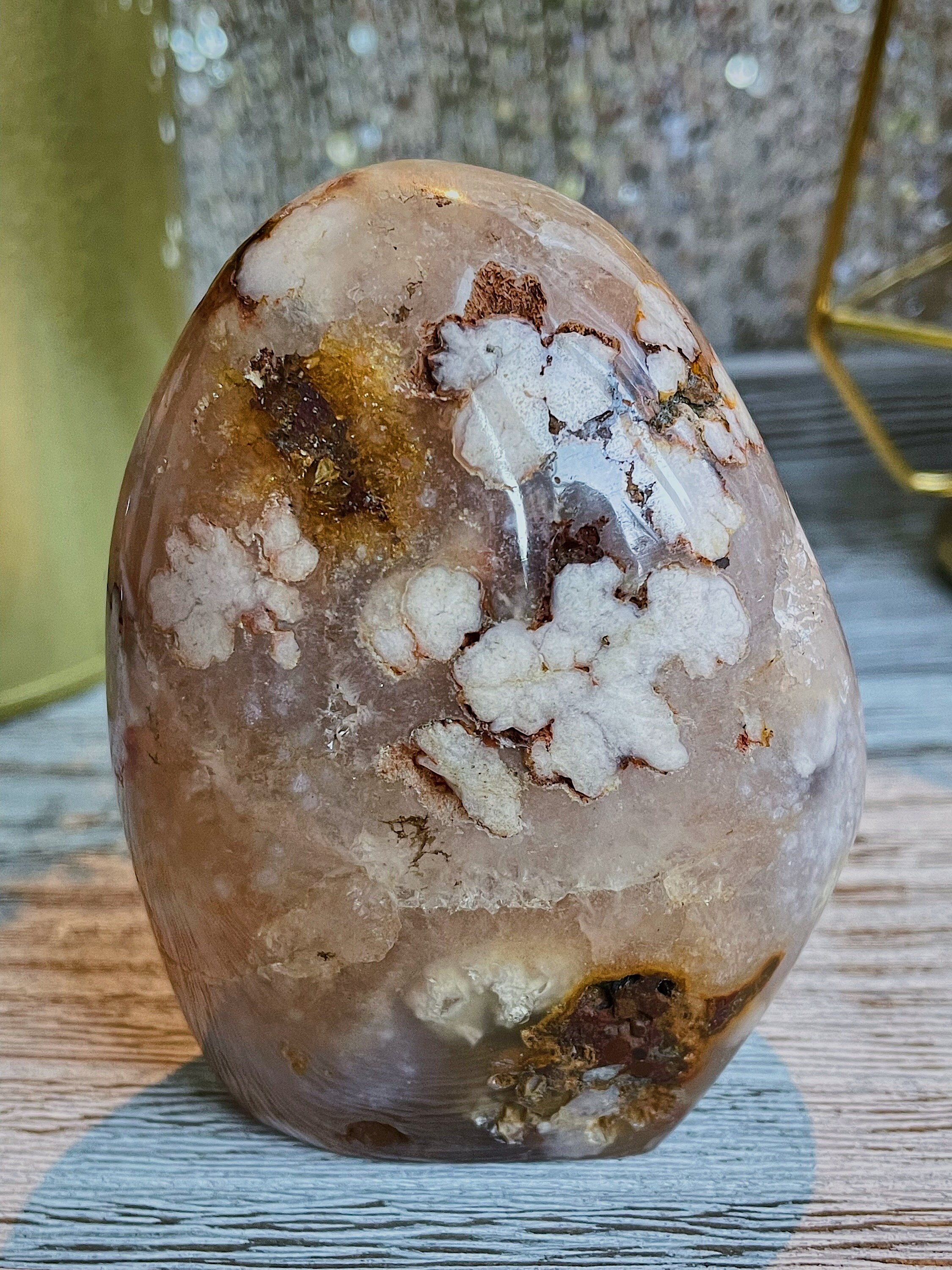 Mookaitedecor 61-70mm Cherry Blossom Agate Crystal Ball Sphere - View #7
