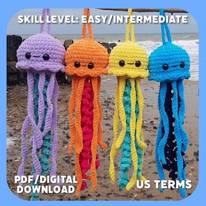 Motif méduse au crochet | Conditions d&#39;utilisation des États-Unis | Décoration suspendue | Téléchargement numérique PDF | Amigurumi géant duveteux | Conditions américaines