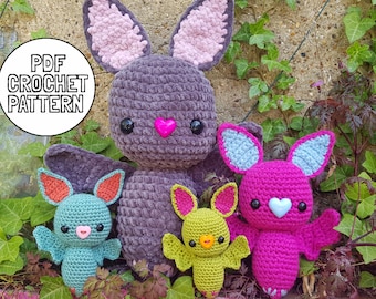 Bat Crochet Pattern | Jumbo Amigurumi | Digital Download PDF | Cute and Fluffy | US Terms