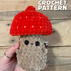Interactive Toadstool Crochet Pattern  |  Chenille Amigurumi (PDF Digital Download) Easy