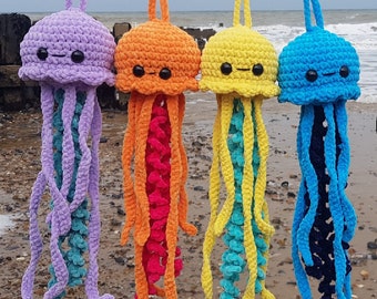 Jellyfish Crochet Pattern | Hanging Decoration | PDF Digital Download | Jumbo Fluffy Amigurumi | US Terms