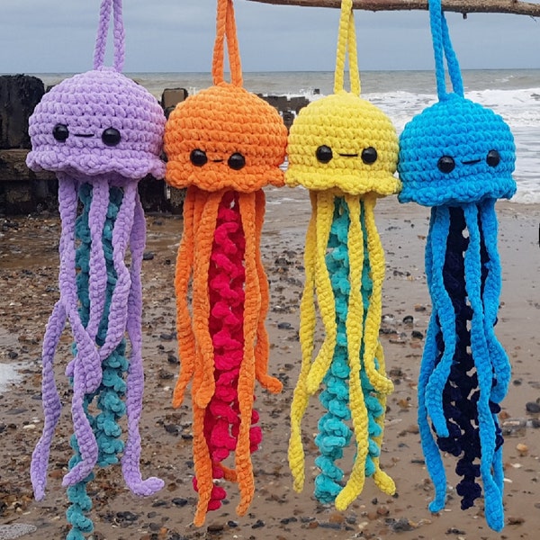 Jellyfish Crochet Pattern | Hanging Decoration | PDF Digital Download | Jumbo Fluffy Amigurumi | US Terms